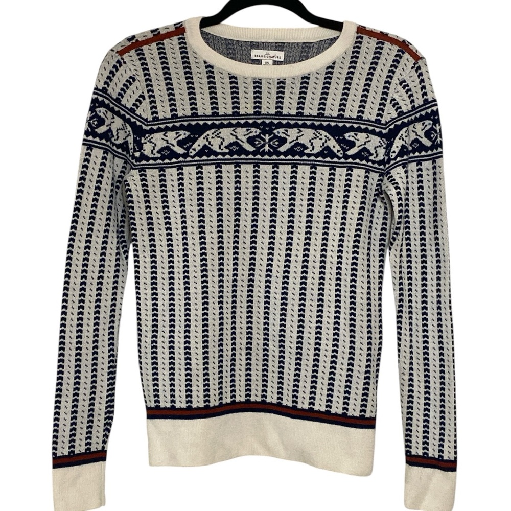 LLBean Signature 100% Merino Wool Fair Isle Polar Bear Knit Sweater